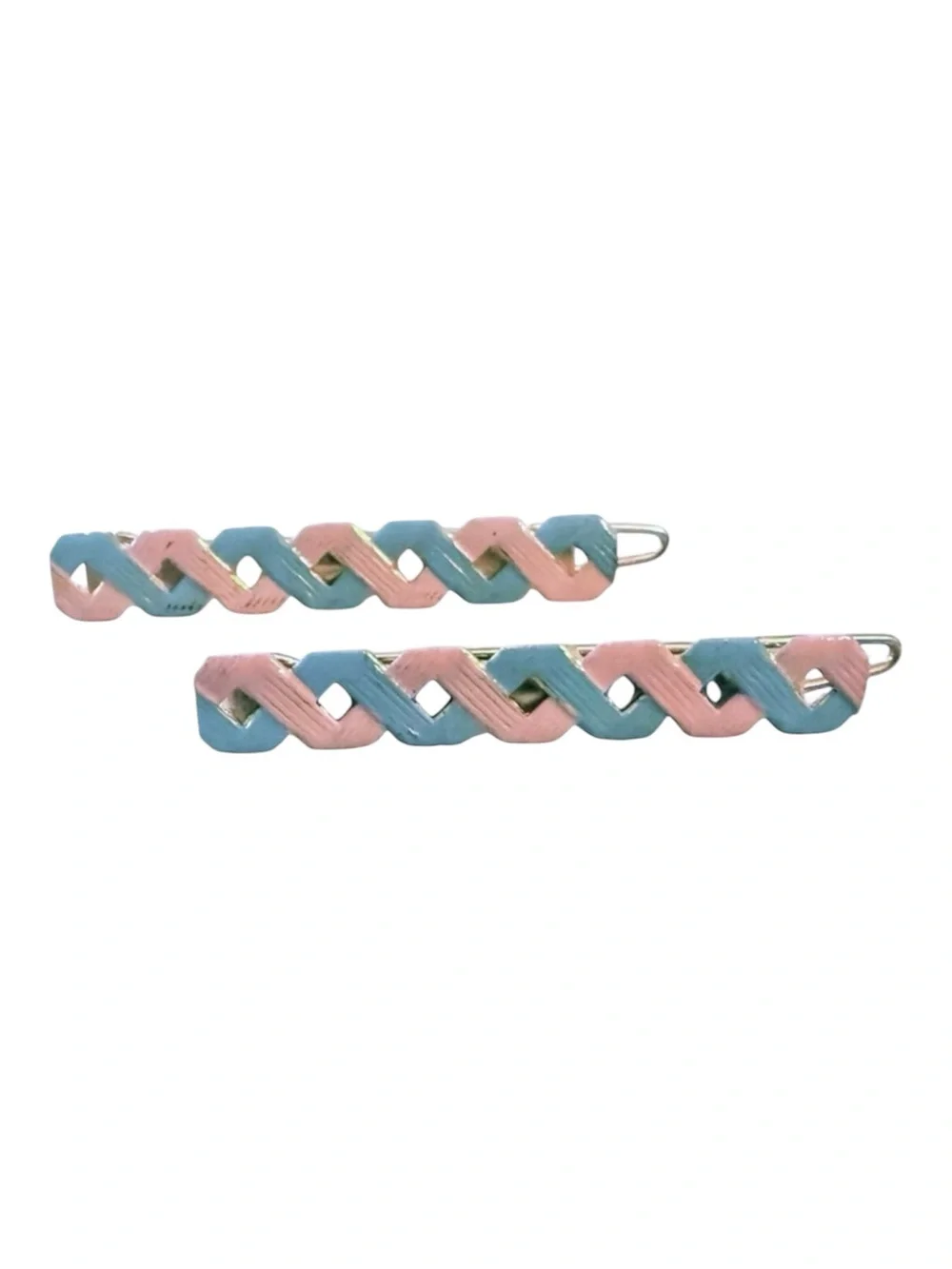 Vintage Feminine Dainty‎ Feminine French Hair Clips Pastel Pink & Blue, Unworn